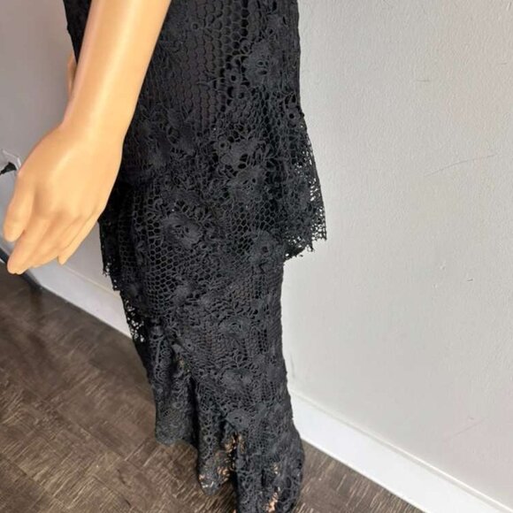 Lovers+Friends Womens Asymmetrical Festive Long Embroidered Dress Black Size L - Picture 11 of 12